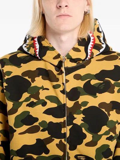 A Bathing Ape 1st Camo Shark Full-zip Hoodie In Yellow