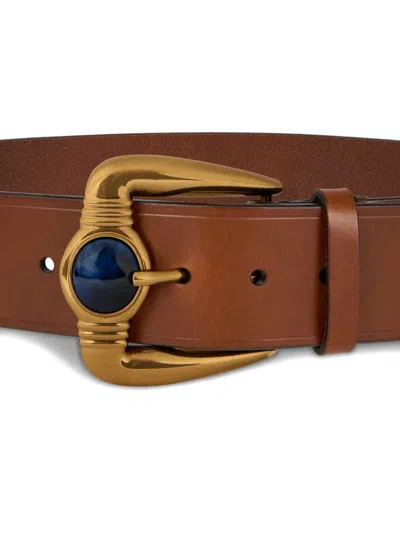 Etro Stone-buckle Leather Belt In Brown
