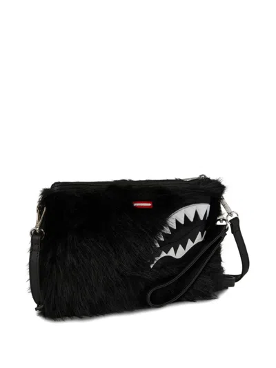 Sprayground Cray Faux-fur Clutch Bag In Black