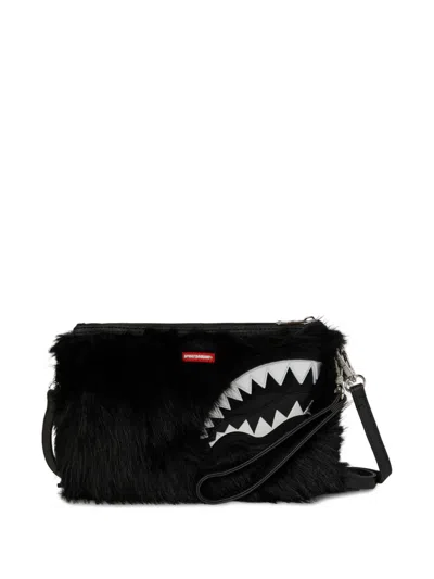 Sprayground Cray Faux-fur Clutch Bag In Black