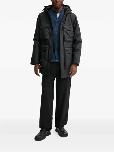 Rains Askim Hooded Coat In Black