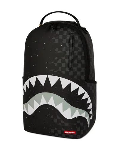 Sprayground Deep Space Drip Shark Checkerboard Backpack In Black