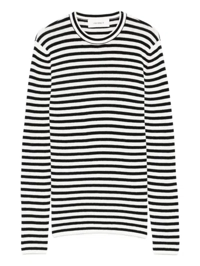 Lisa Yang Vivian Striped Cotton And Cashmere Top In White