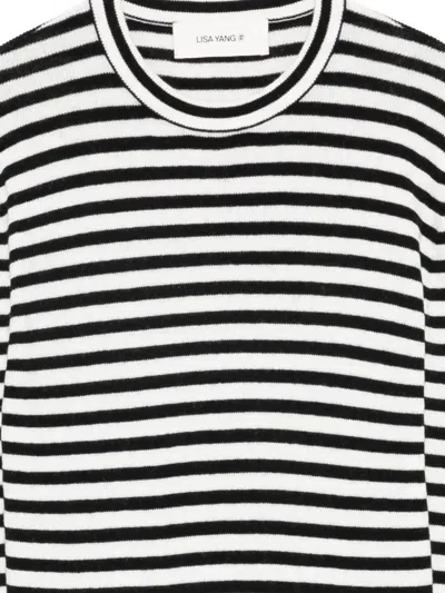 Lisa Yang Vivian Striped Cotton And Cashmere Top In White