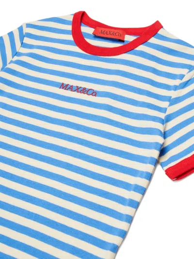 Max & Co Striped Logo T-shirt In Multi