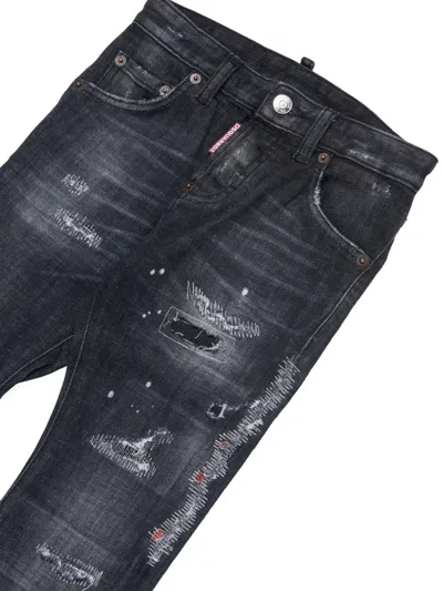Dsquared2 Distressed Patchwork Junior Jeans In Black