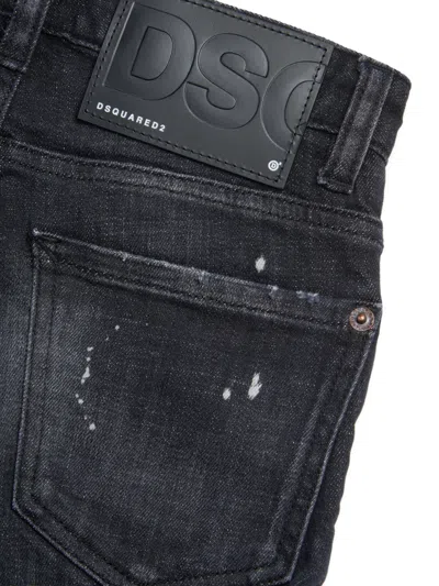 Dsquared2 Distressed Patchwork Junior Jeans In Black