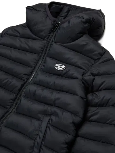 Diesel Kids Jstony Padded Hooded Jacket In Black
