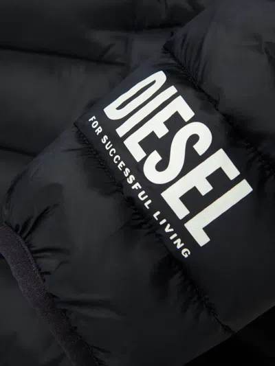 Diesel Kids Jstony Padded Hooded Jacket In Black