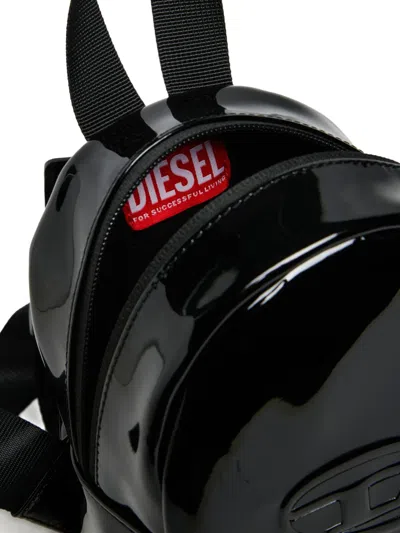 Diesel Debossed-logo Backpack In Black