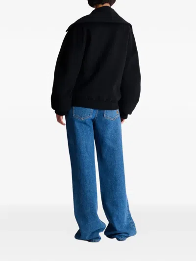 Balmain Double-breasted Peacoat In Black