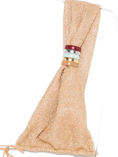 Oseree Two-piece Lace-up Bikini Set In Neutral