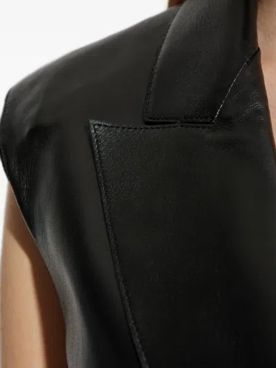Givenchy Double-breasted Sleeveless Jacket In Leather In Black