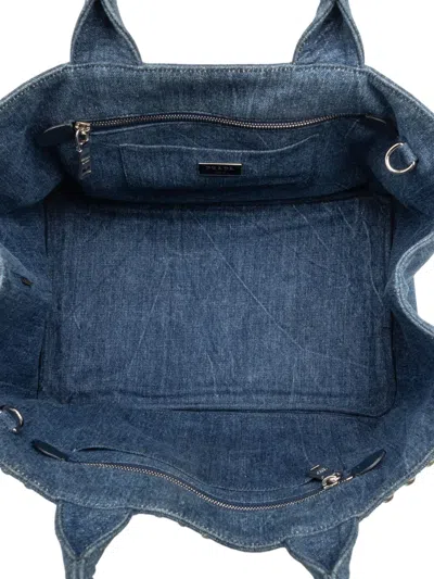 Pre-owned Prada 2013-2025 Denim Canapa Bijoux Satchel In Blue