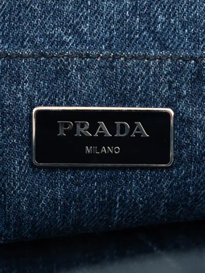 Pre-owned Prada 2013-2025 Denim Canapa Bijoux Satchel In Blue