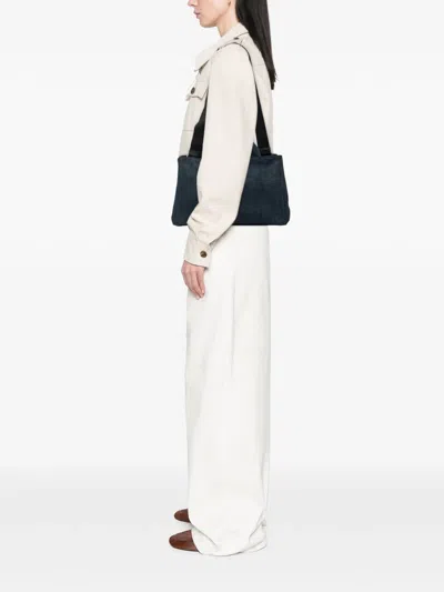 Pre-owned Prada 2013-2025 Denim Canapa Logo Satchel In Blue