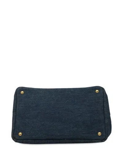 Pre-owned Prada 2013-2025 Denim Canapa Logo Satchel In Blue
