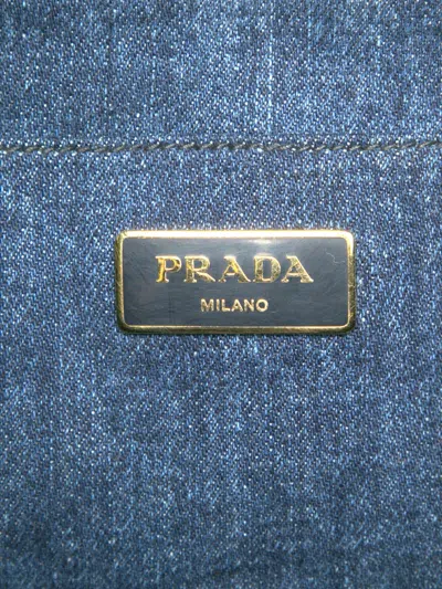 Pre-owned Prada 2013-2025 Denim Canapa Logo Satchel In Blue