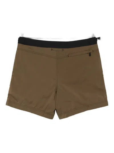 Tom Ford Microcompact Poplin Swim Trunks In Green