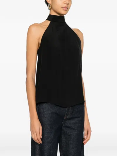 Tom Ford Ribbed Tie-neck Blouse In Black
