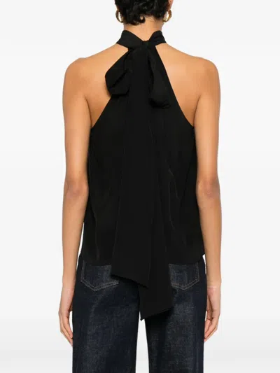 Tom Ford Ribbed Tie-neck Blouse In Black
