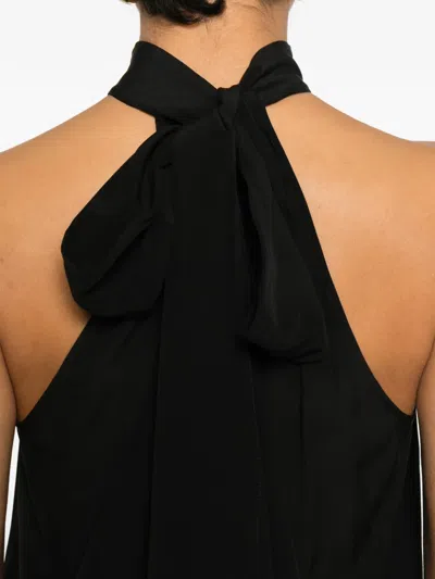 Tom Ford Ribbed Tie-neck Blouse In Black