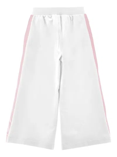 Monnalisa Floral-print Stripe-detail Track Pants In White