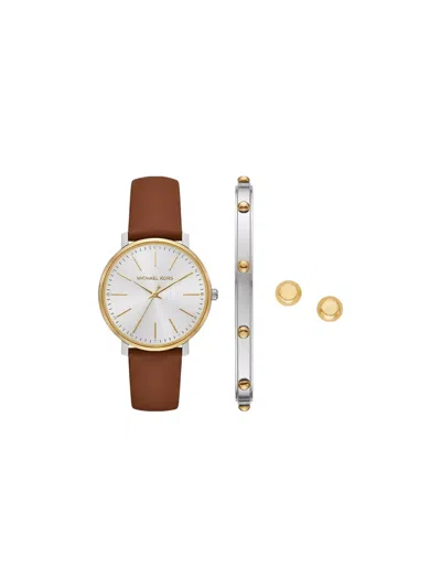 Michael Kors Pyper Gold-tone 38mm Watch Set In Silver
