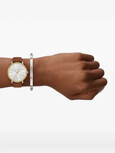 Michael Kors Pyper Gold-tone 38mm Watch Set In Silver