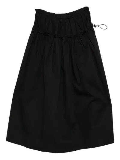 Y's Drawstring Cotton Skirt In Black