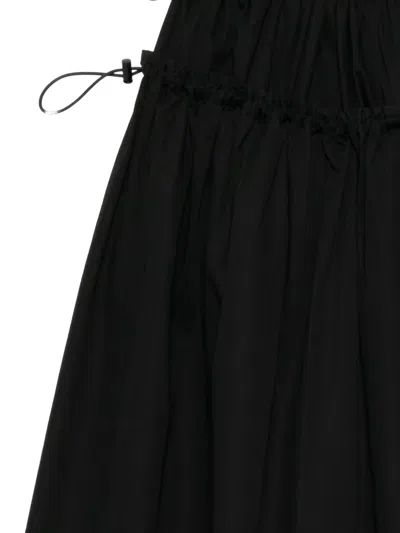 Y's Drawstring Cotton Skirt In Black