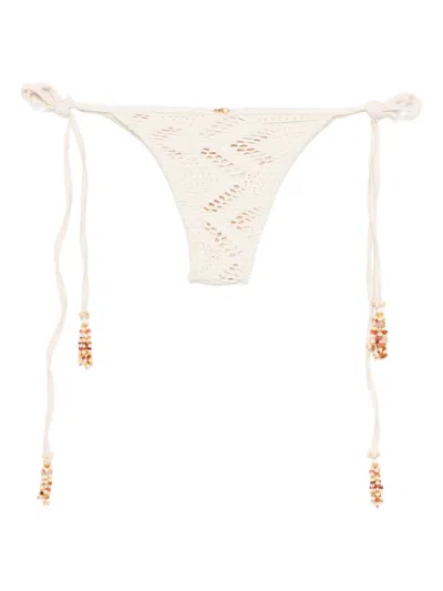 Patbo Beaded Tie Bikini Bottom In Neutral