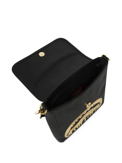 Sprayground Gold And Dangerous Shark-detail Messenger Bag In Black