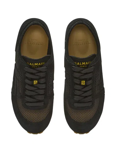 Balmain Racer 45 Suede And Perforated Mesh Sneakers In Multi