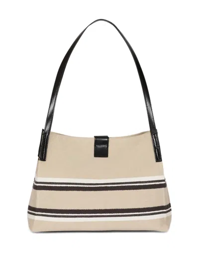 Balmain Release Small Canvas And Leather Tote In Neutral