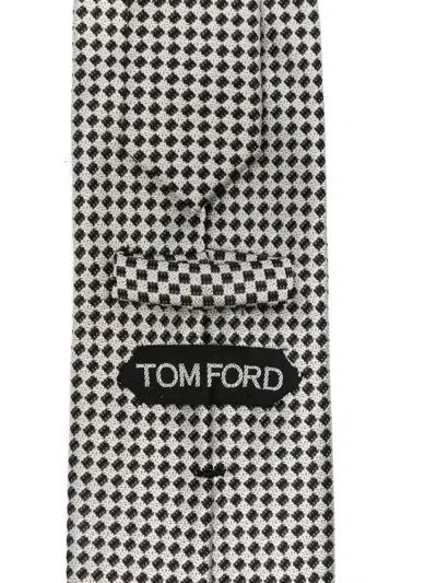Tom Ford Patterned Tie In Gray