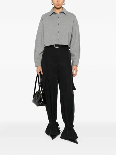 Alexander Wang Buttoned Cropped Top In Gray