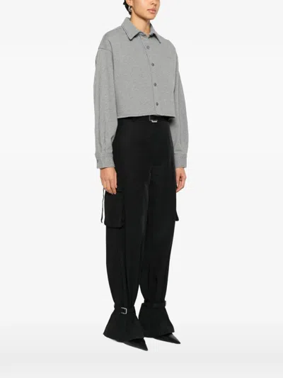 Alexander Wang Buttoned Cropped Top In Gray
