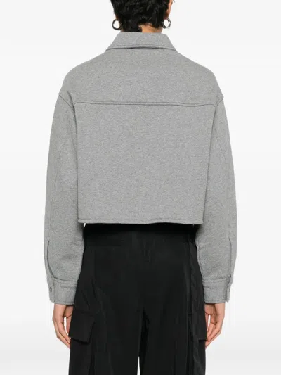 Alexander Wang Buttoned Cropped Top In Gray