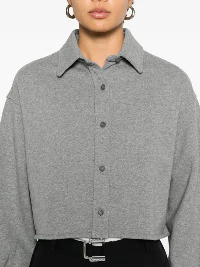 Alexander Wang Buttoned Cropped Top In Gray