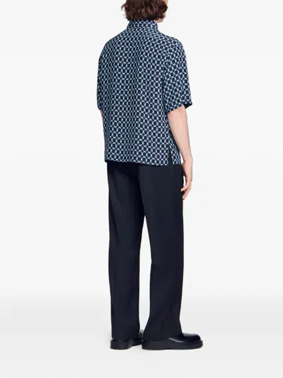 Sandro Geometric-pattern Shirt In Blue