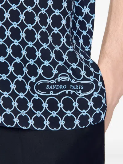 Sandro Geometric-pattern Shirt In Blue