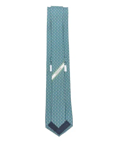 Ferragamo Patterned Tie In Blue