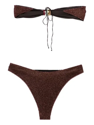 Oseree Glitter Embellished Beachwear In Brown