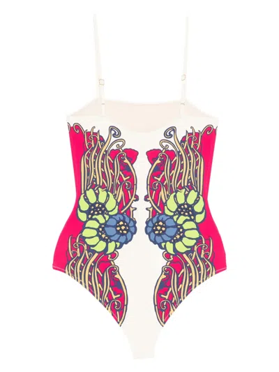 La Doublej Floral Print Swimsuit In Multi