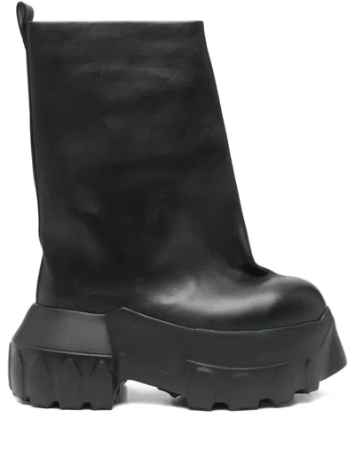 Rick Owens Black Hollywood Flared Mega Tractor Boots In 09 Black