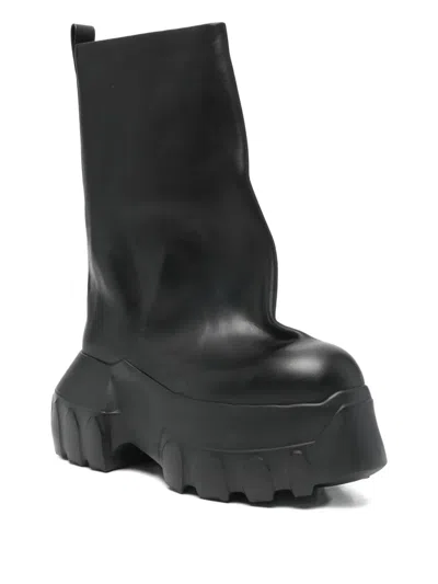 Rick Owens Black Hollywood Flared Mega Tractor Boots In 09 Black