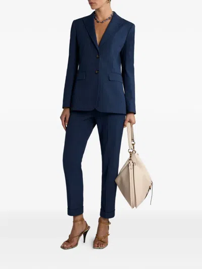 Etro Jacquard Single-breasted Blazer In Blue