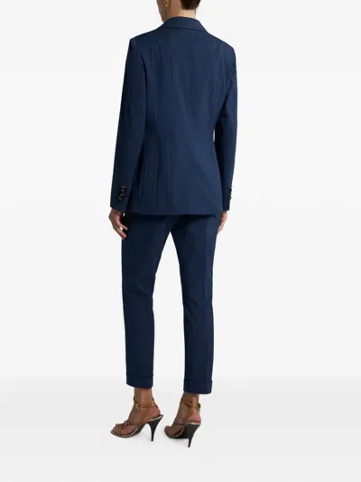 Etro Jacquard Single-breasted Blazer In Blue