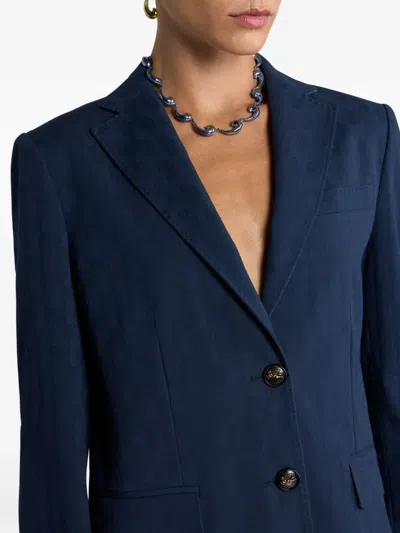 Etro Jacquard Single-breasted Blazer In Blue